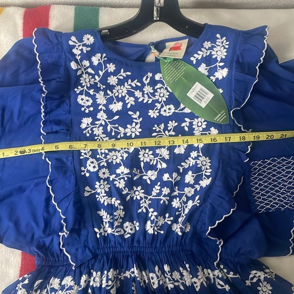 FARM Rio Royal Navy Blue Embroidered Long Sleeve Blouse - M - Picture 6 of 6